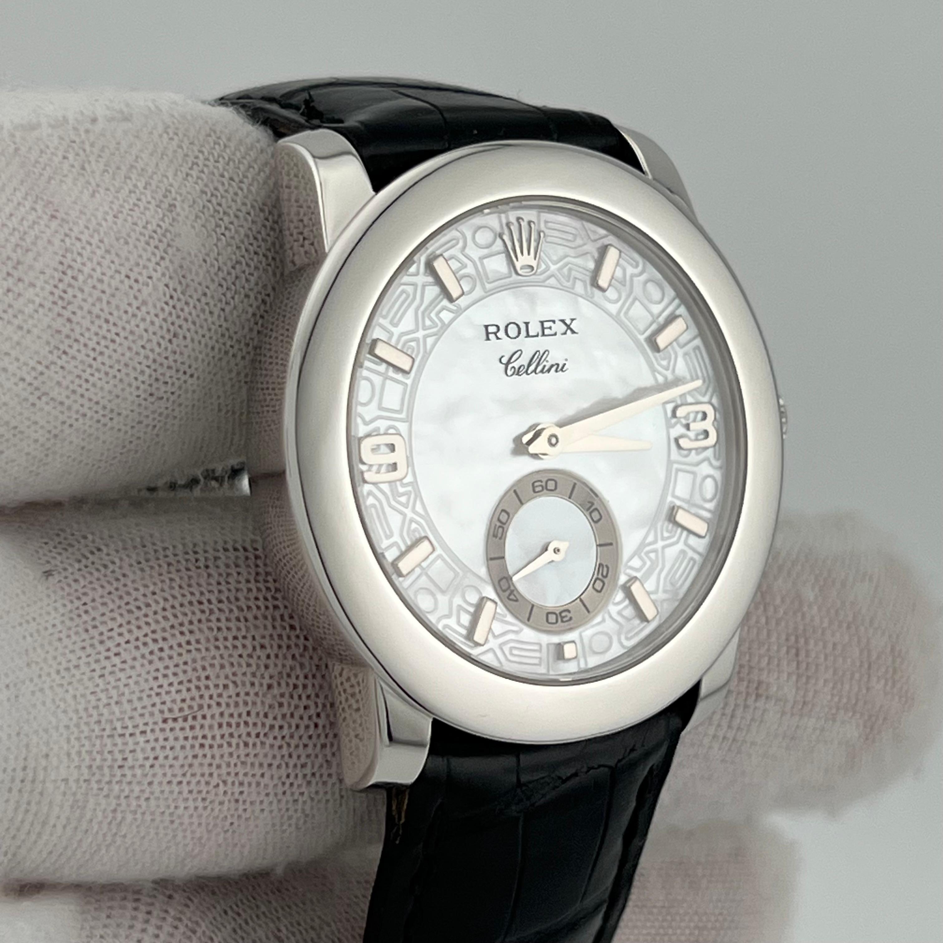 Rolex Cellini Cellinium 5240 35mm Platinum Mother of Pearl Dial Box For Sale 2