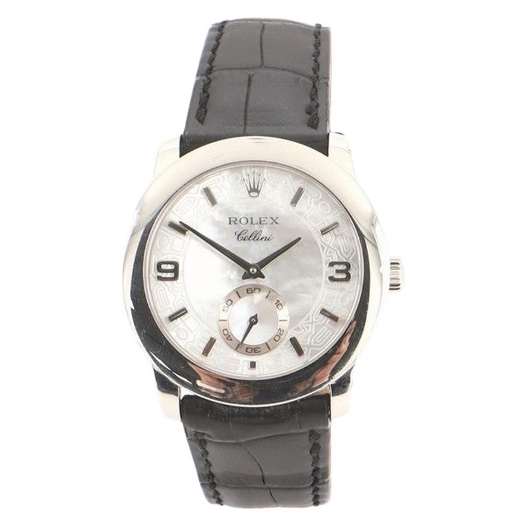 Rolex Cellini Cellinium Manual Watch Platinum and Alligator with Mother of Pearl