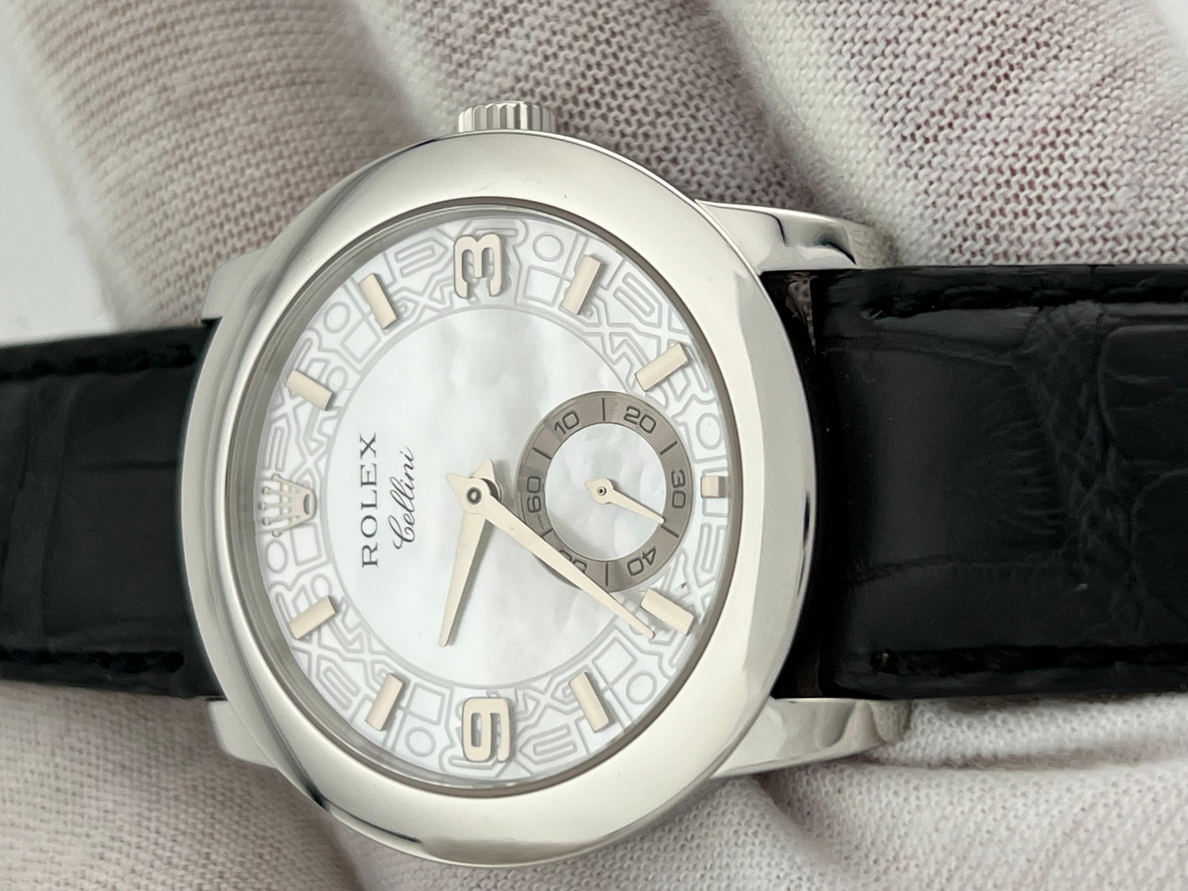 Rolex Cellini Platin 5240 35mm Perlmutt Zifferblatt Box Papier 1