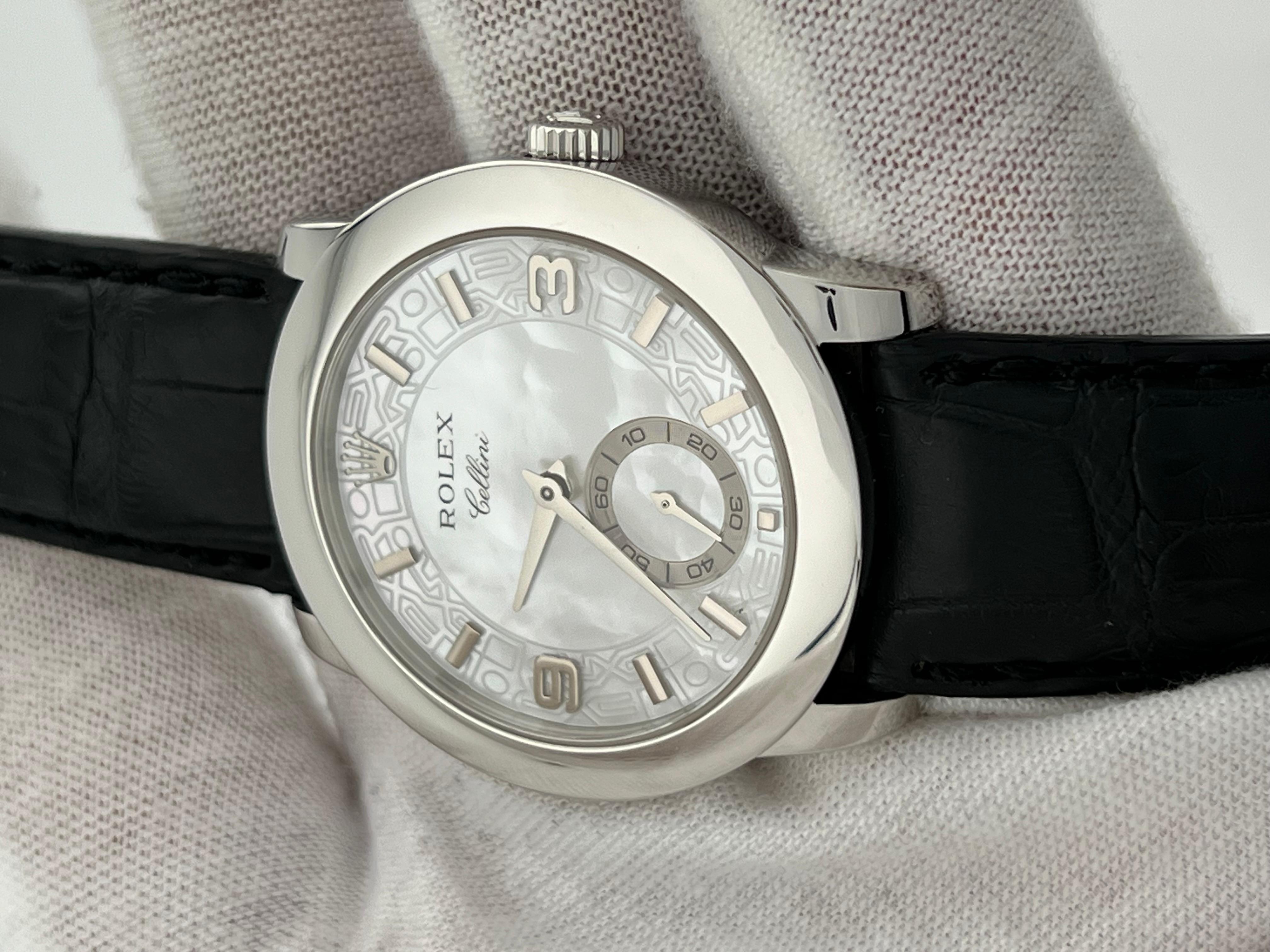 Rolex Cellini Platin 5240 35mm Perlmutt Zifferblatt Box Papier 2