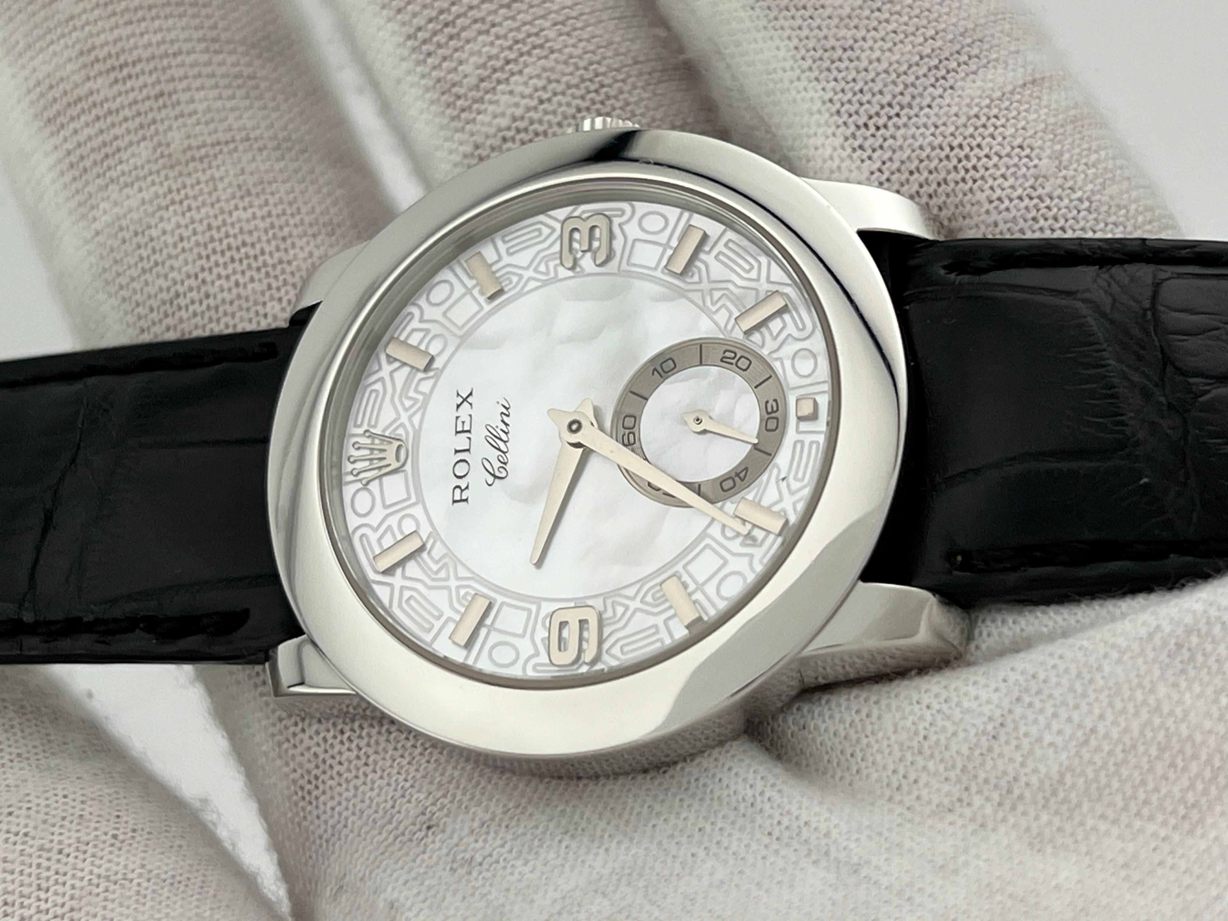 Rolex Cellini Platin 5240 35mm Perlmutt Zifferblatt Box Papier 3