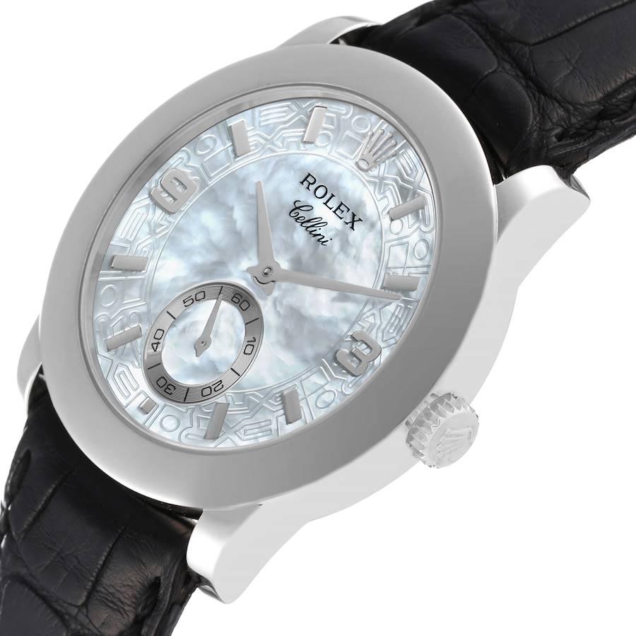 Men's Rolex Cellini Cellinium Platinum Mother of Pearl Dial Mens Watch 5240 For Sale
