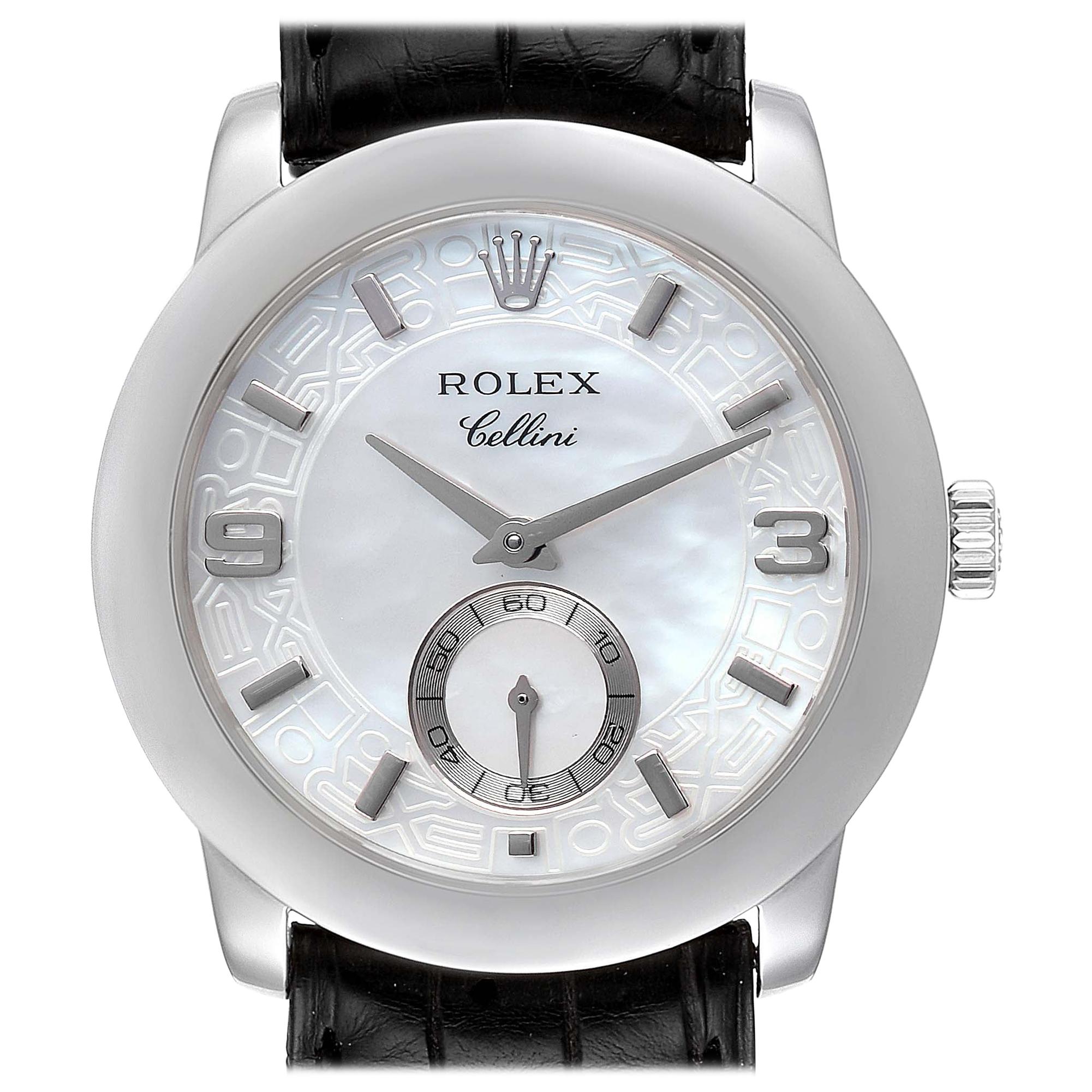 Rolex Cellini Cellinium Platinum Mother of Pearl Men's Watch 5240