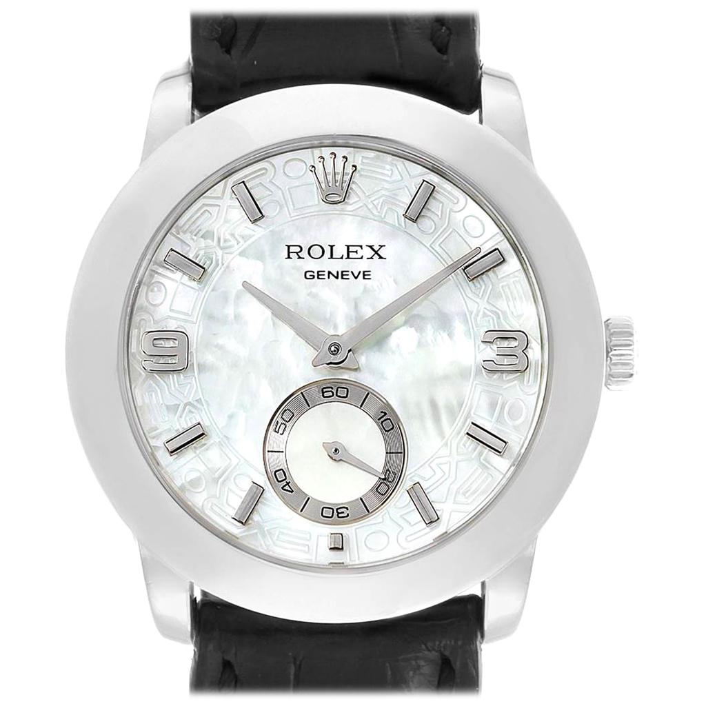 Rolex Cellini Cellinium Platinum Mother of Pearl Men's Watch 5240 For Sale