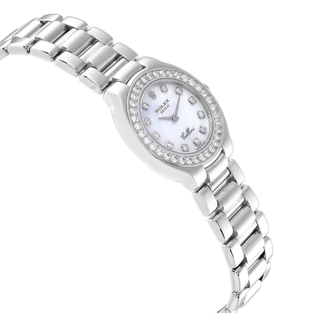 rolex cellini vintage ladies 18k white gold diamond watch