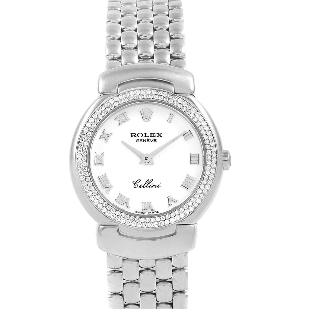 Rolex Cellini Cellissima 18 Karat White Gold Diamond Ladies Watch 6671 In Excellent Condition For Sale In Atlanta, GA