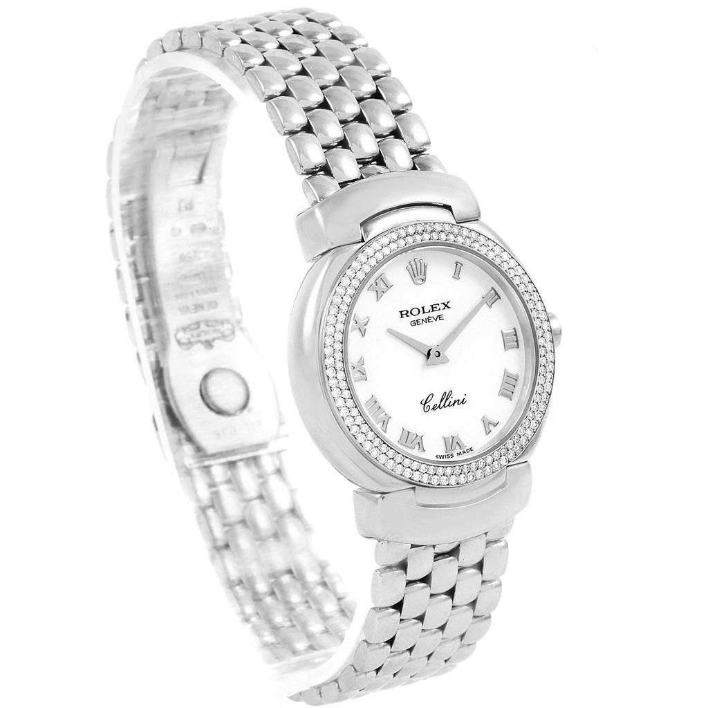 Women's Rolex Cellini Cellissima 18 Karat White Gold Diamond Ladies Watch 6671 For Sale