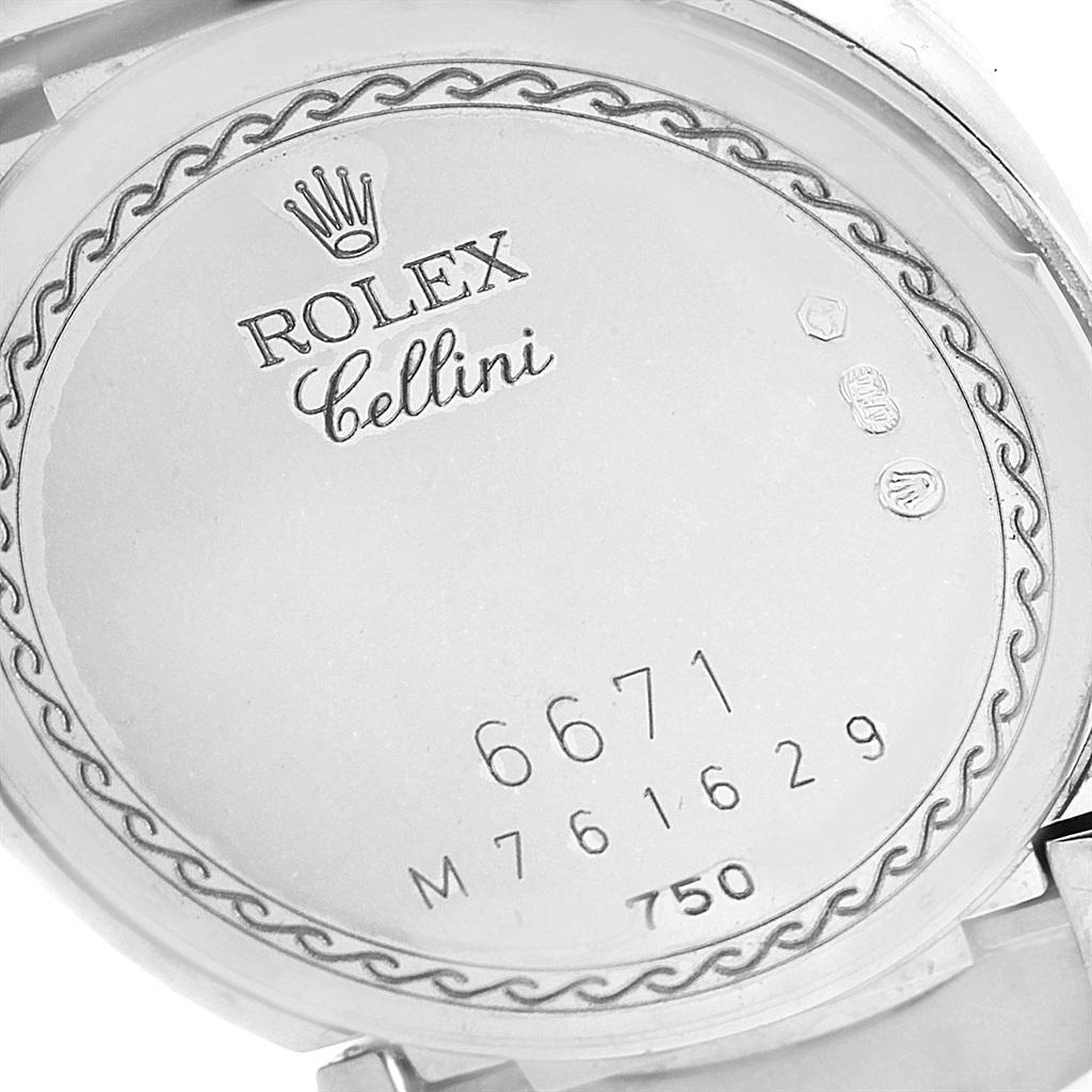 Rolex Cellini Cellissima 18 Karat White Gold Diamond Ladies Watch 6671 For Sale 2