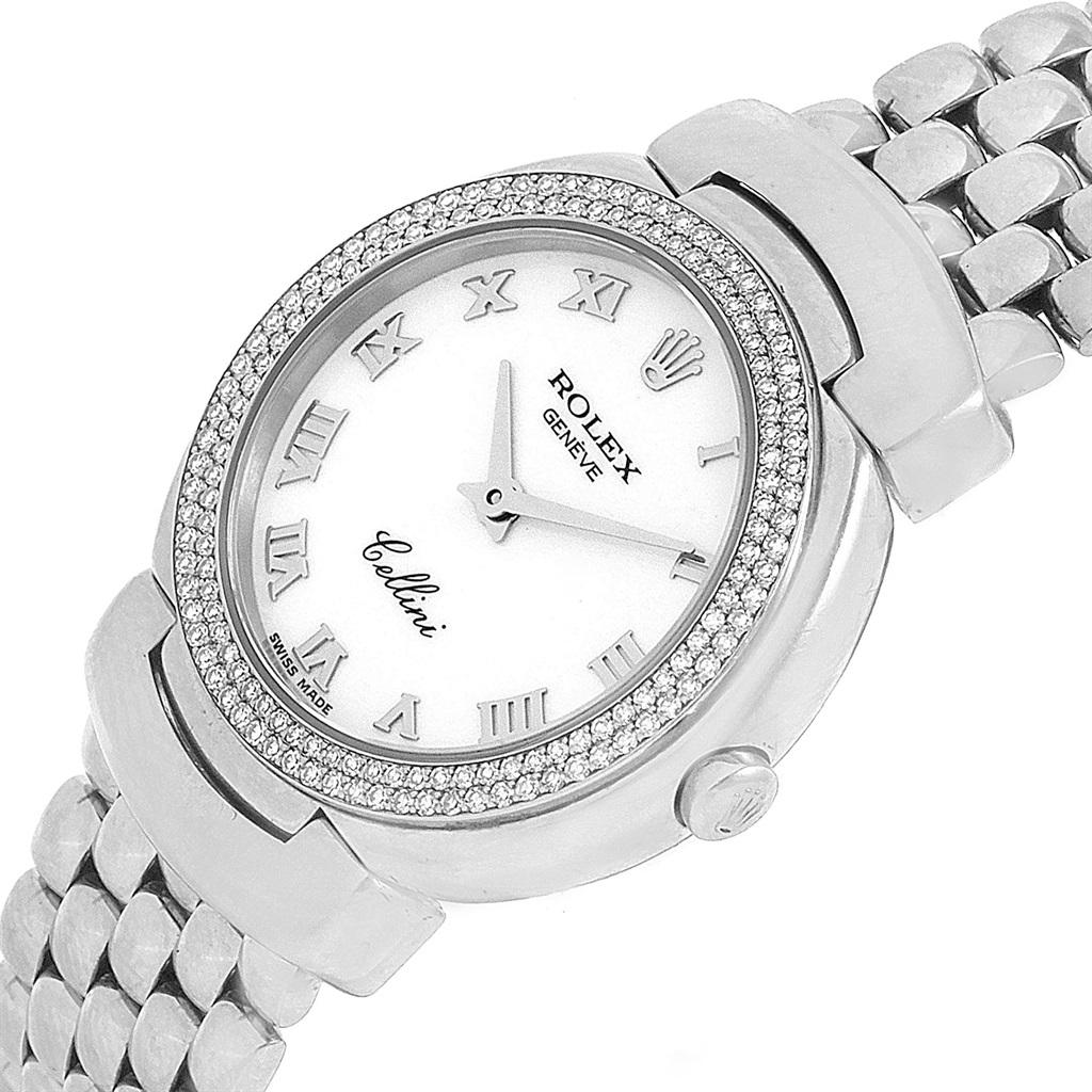 Rolex Cellini Cellissima 18 Karat White Gold Diamond Ladies Watch 6671 For Sale 3