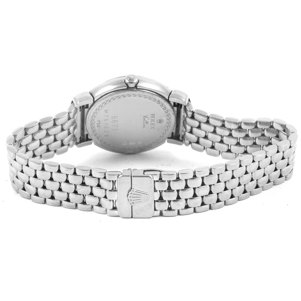 Rolex Cellini Cellissima 18 Karat White Gold Diamond Ladies Watch 6671 For Sale 4