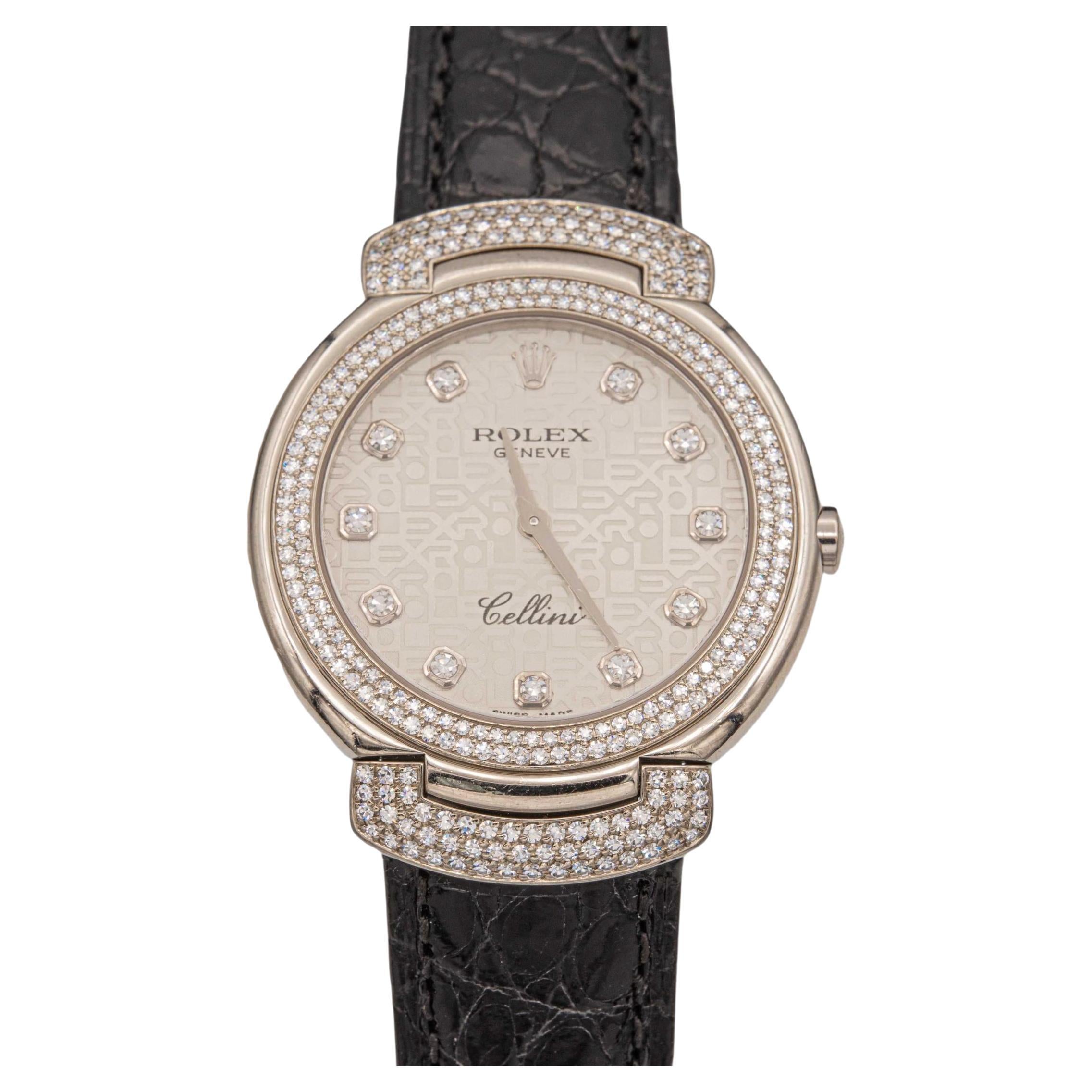 Rolex Cellini Cellissima 18k White Gold Diamond Quartz Movement Ladies6683 Watch