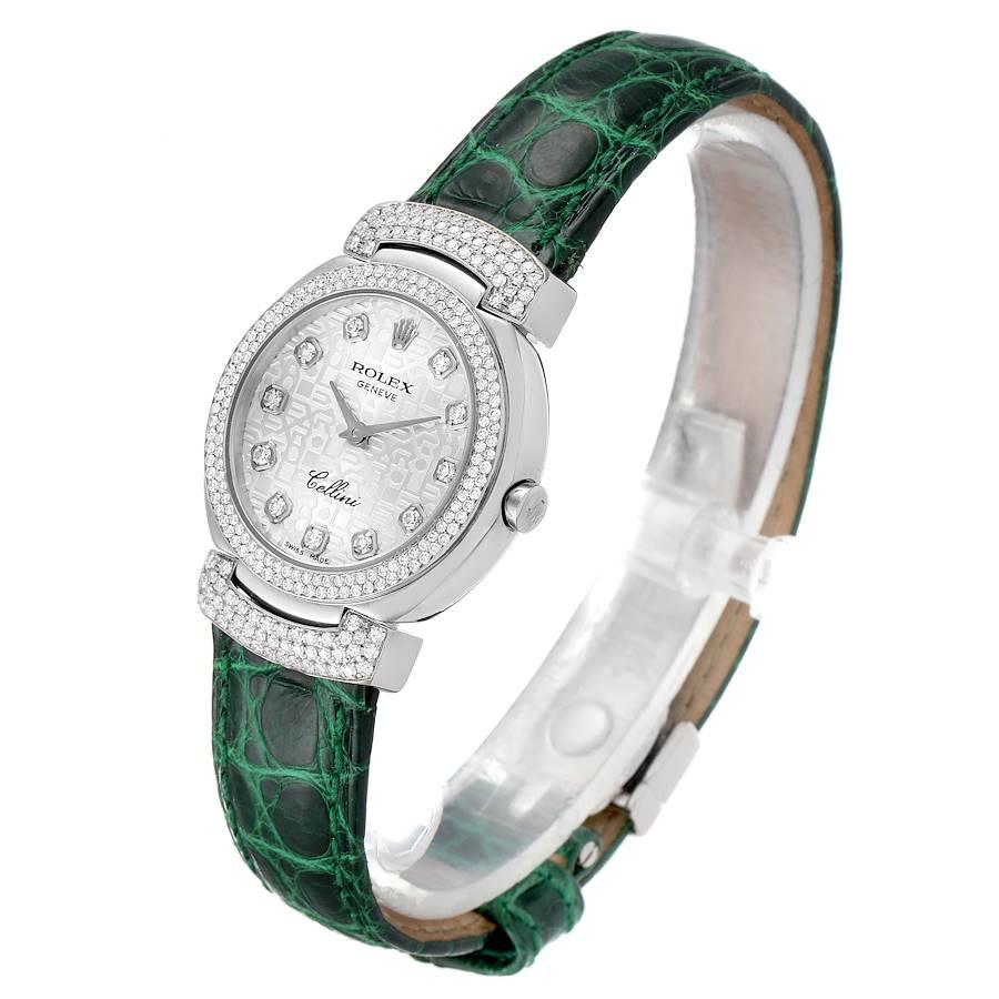 Rolex Cellini Cellissima White Gold Diamond Ladies Watch 6673 In Excellent Condition For Sale In Atlanta, GA
