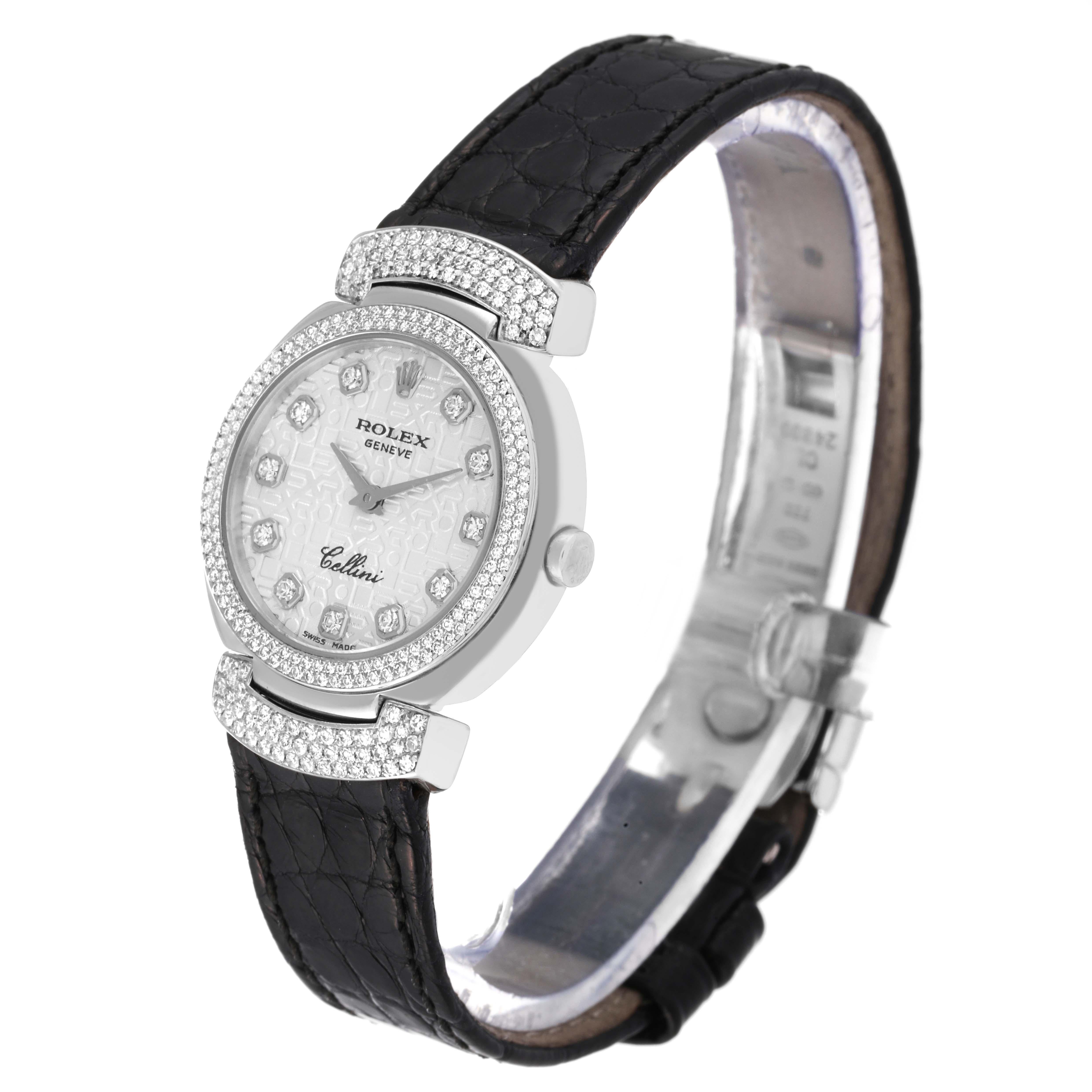 Rolex Cellini Cellissima 26mm White Gold Diamond Ladies Watch 6673 In Excellent Condition In Atlanta, GA