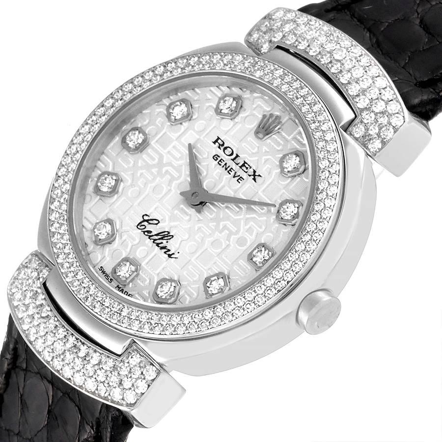 Rolex Cellini Cellissima White Gold Diamond Ladies Watch 6673 In Excellent Condition In Atlanta, GA
