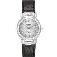 Rolex Cellini Cellissima 26mm White Gold Diamond Ladies Watch 6673