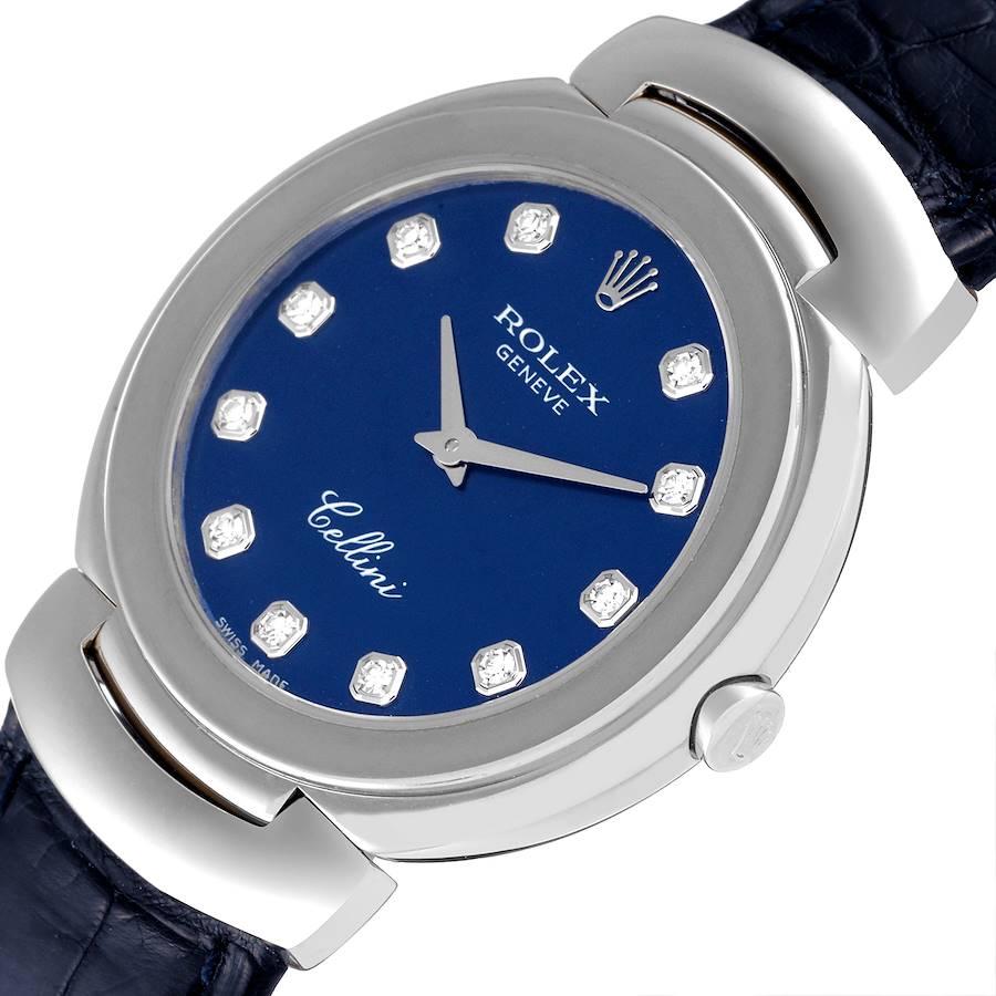 Rolex Cellini Cellissima White Gold Blue Diamond Dial Ladies Watch 6221 1