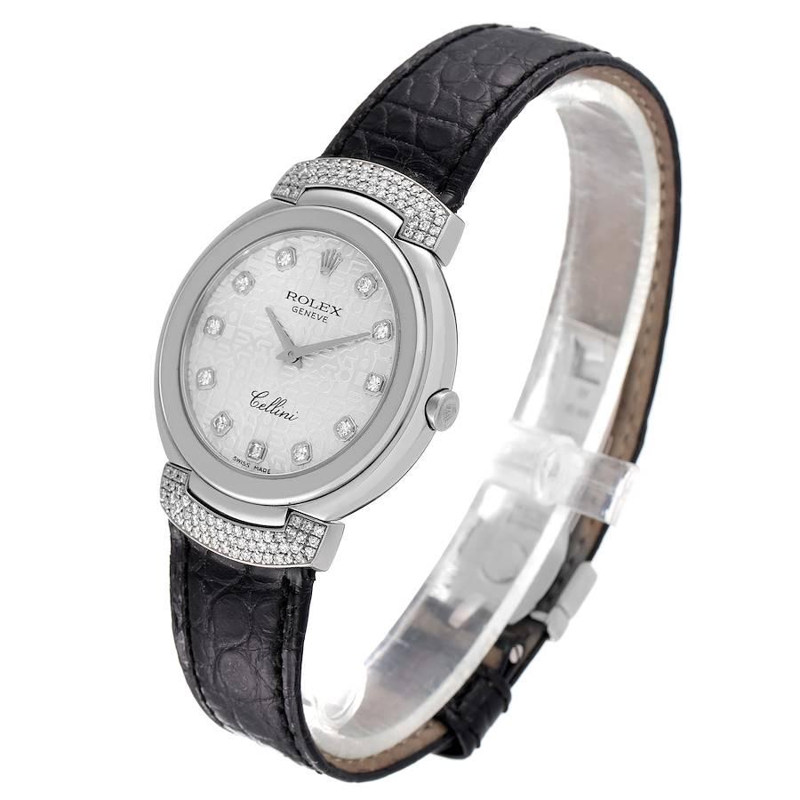 Rolex Cellini Cellissima Weißgold Diamant Damenuhr 6682 Box Papiere im Angebot 1