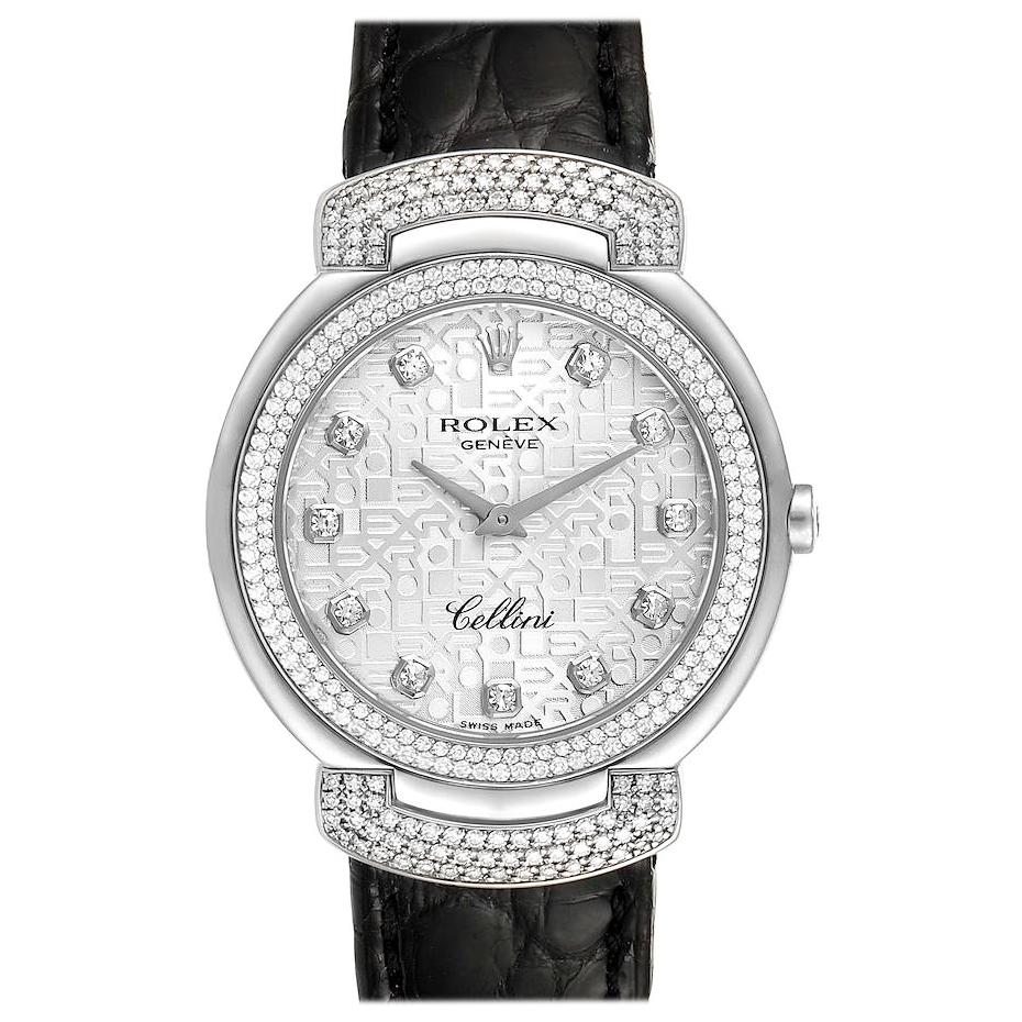 Rolex Cellini Cellissima White Gold Diamond Ladies Watch 6683 For Sale