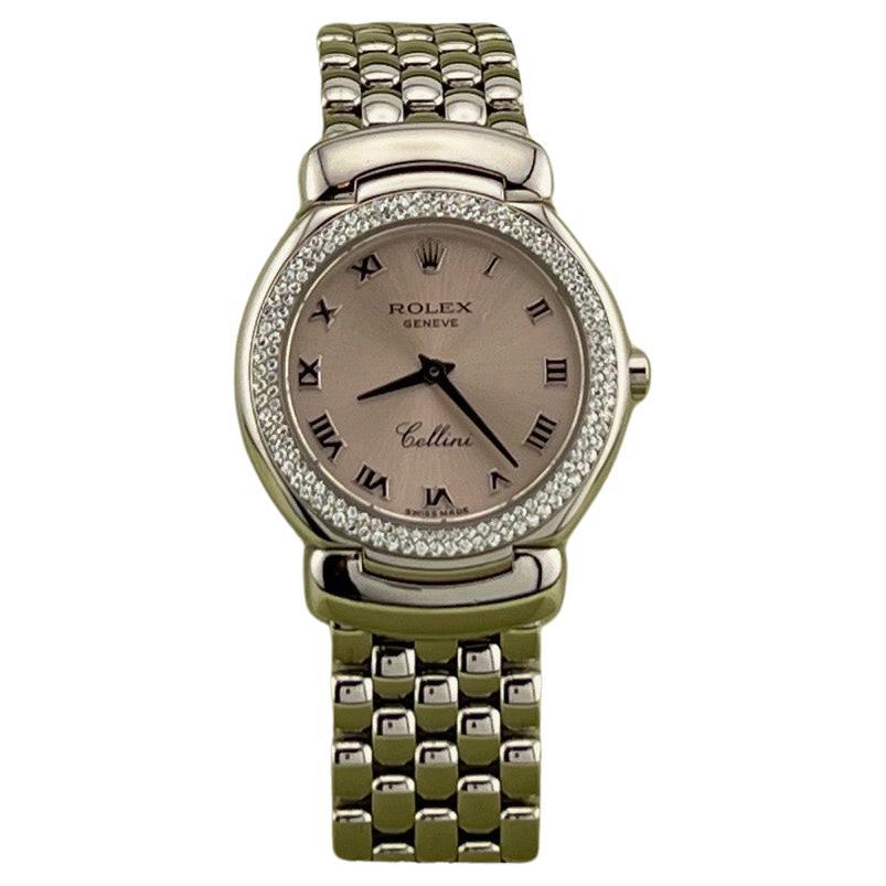 Rolex Cellini Cellissima 6671/9 26mm Pink Dial Diamond Lünette 18k Gold Box Papiere