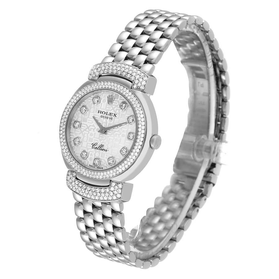 Women's Rolex Cellini Cellissima Silver Dial Diamond Ladies Watch 6673 Box Card