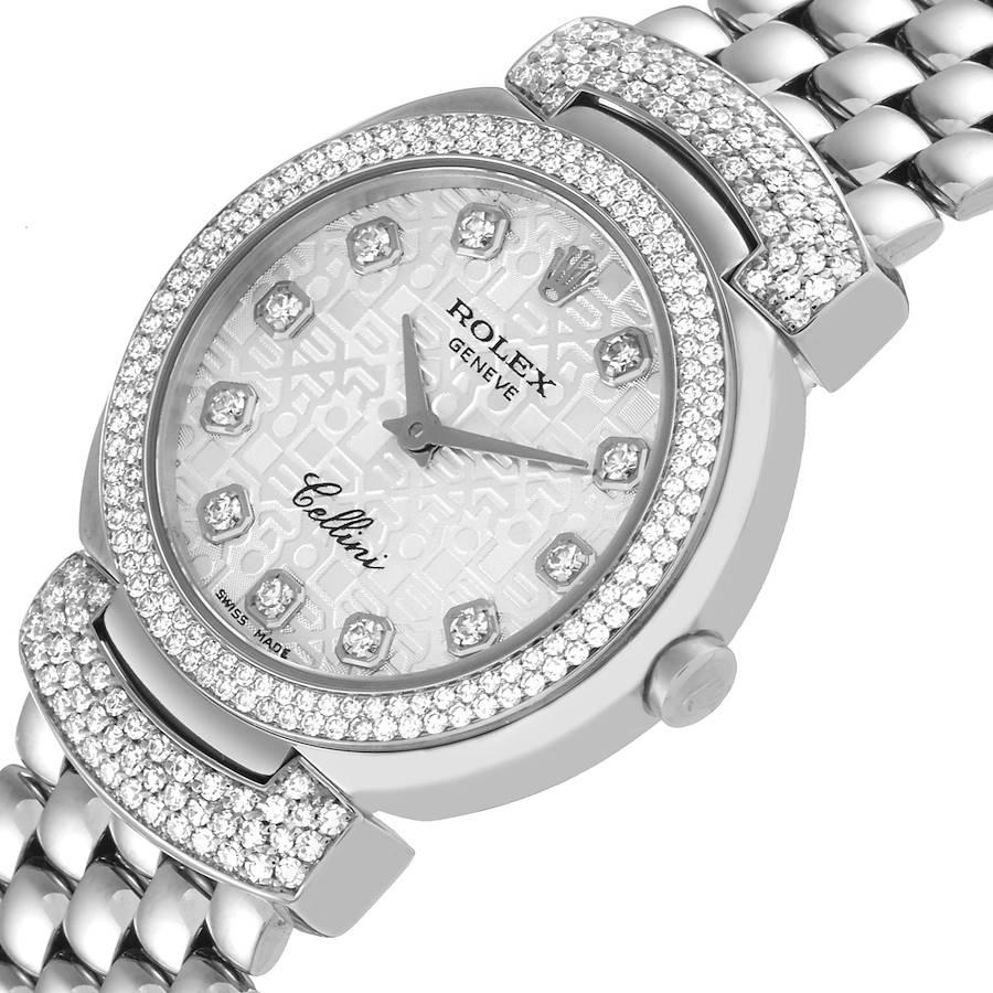 Rolex Cellini Cellissima Silver Dial Diamond Ladies Watch 6673 Box Card 1
