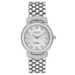 Rolex Cellini Cellissima Quadrante Argento Diamante Orologio da Donna 6673 Scheda Scatola