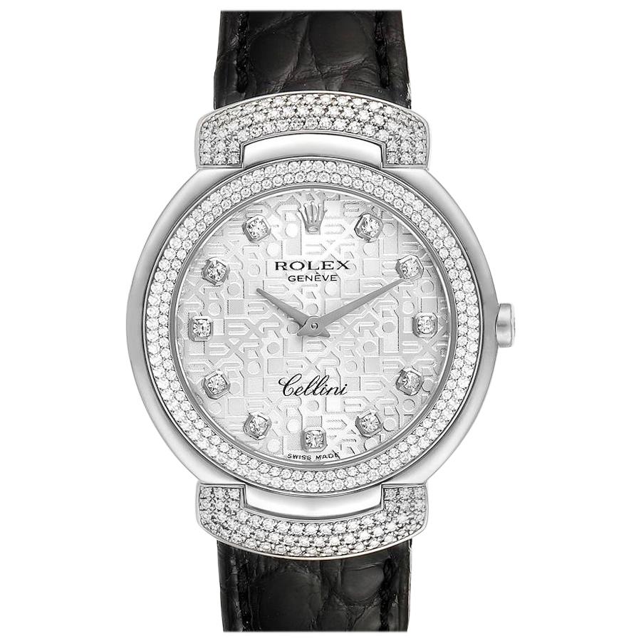 Rolex Cellini Cellissima White Gold Diamond Ladies Watch 6683 For Sale
