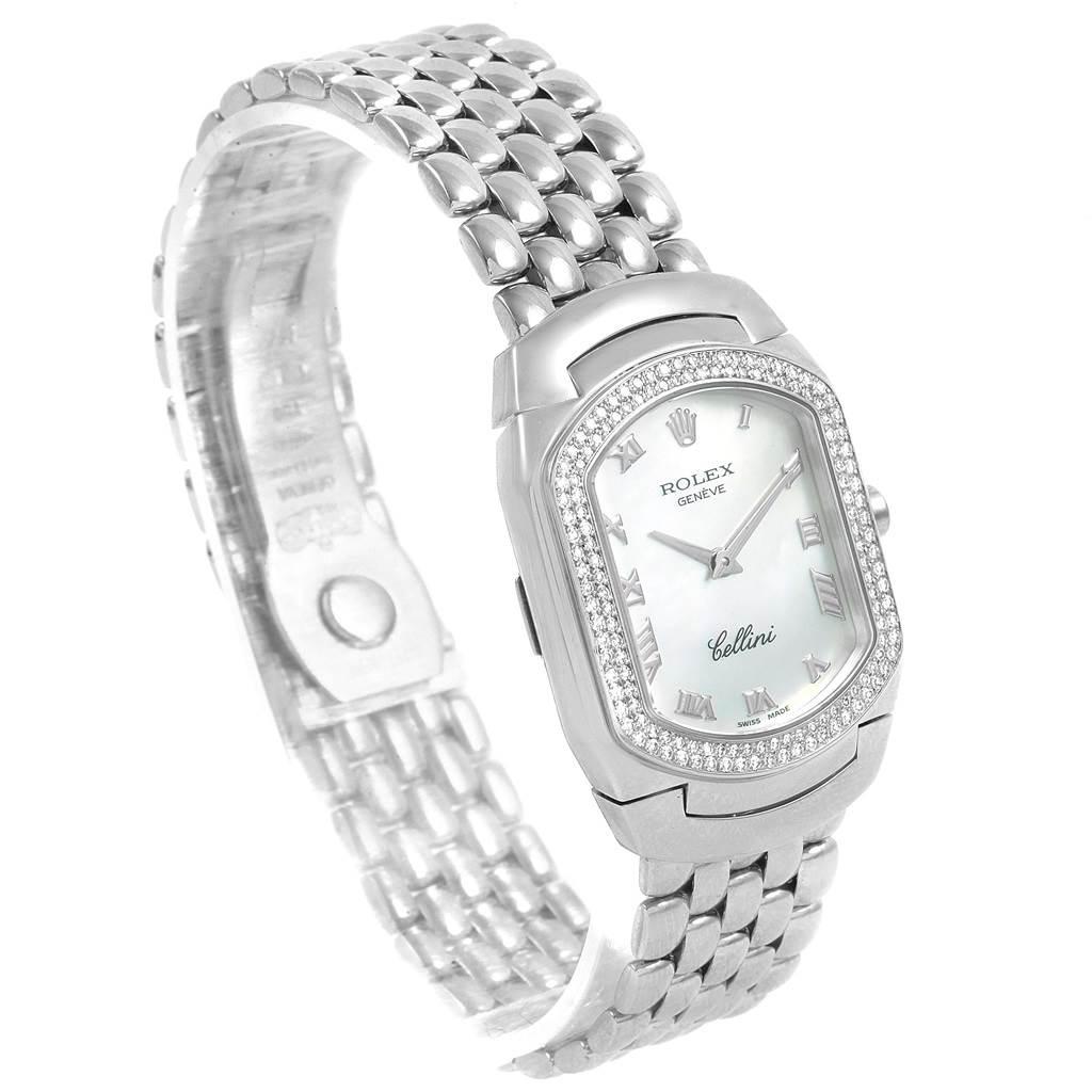 Rolex Cellini Cellissima White Gold Diamond Ladies Watch 6691 Box Papers In Excellent Condition For Sale In Atlanta, GA