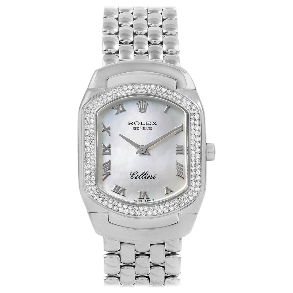 Rolex Cellini Cellissima White Gold Diamond Ladies Watch 6691 Box Papers For Sale
