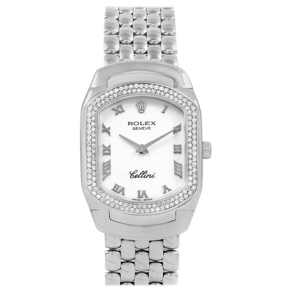 Rolex Cellini Cellissima White Gold Diamond Ladies Watch 6691