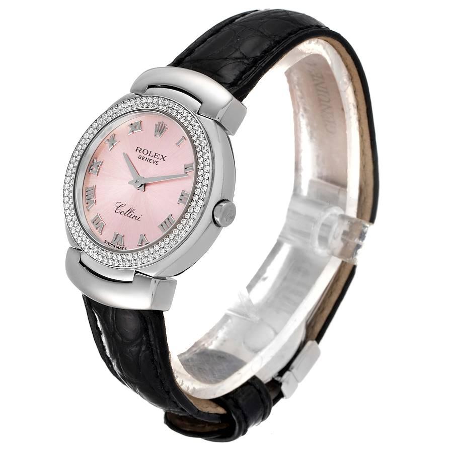Women's Rolex Cellini Cellissima White Gold Diamond Rose Dial Ladies Watch 6671