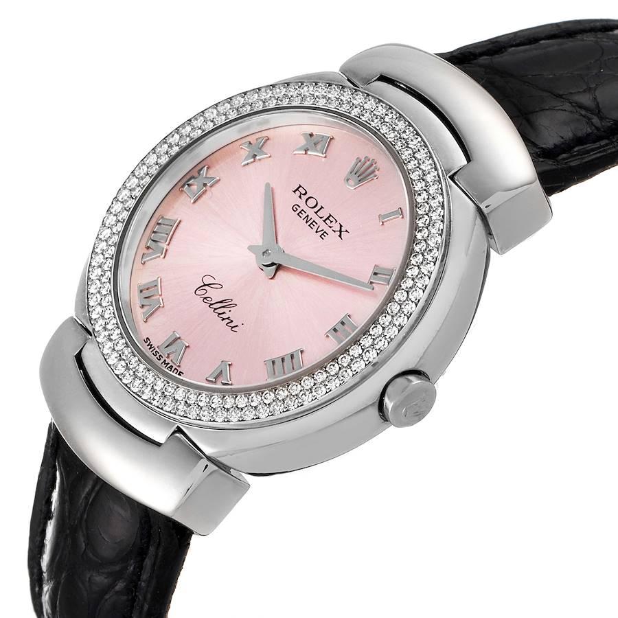 Rolex Cellini Cellissima White Gold Diamond Rose Dial Ladies Watch 6671 1