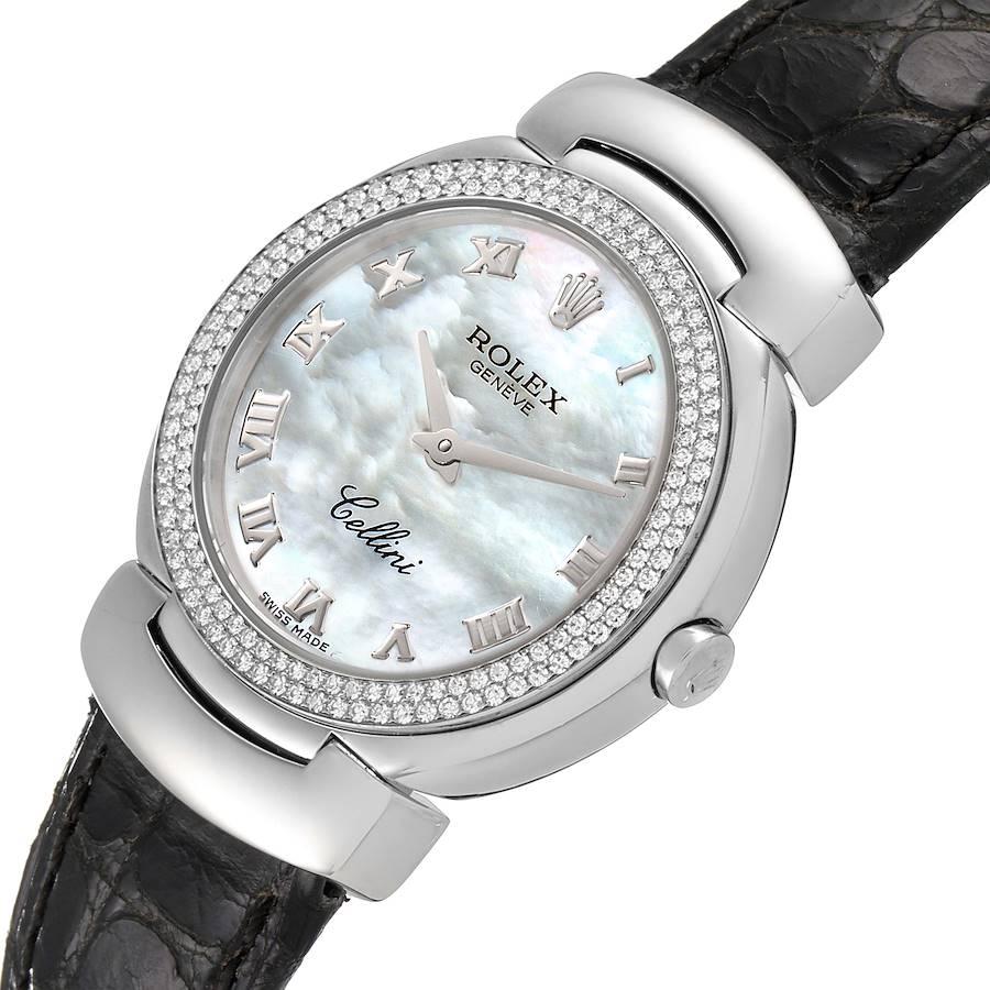 Women's Rolex Cellini Cellissima White Gold MOP Dial Diamond Ladies Watch 6671