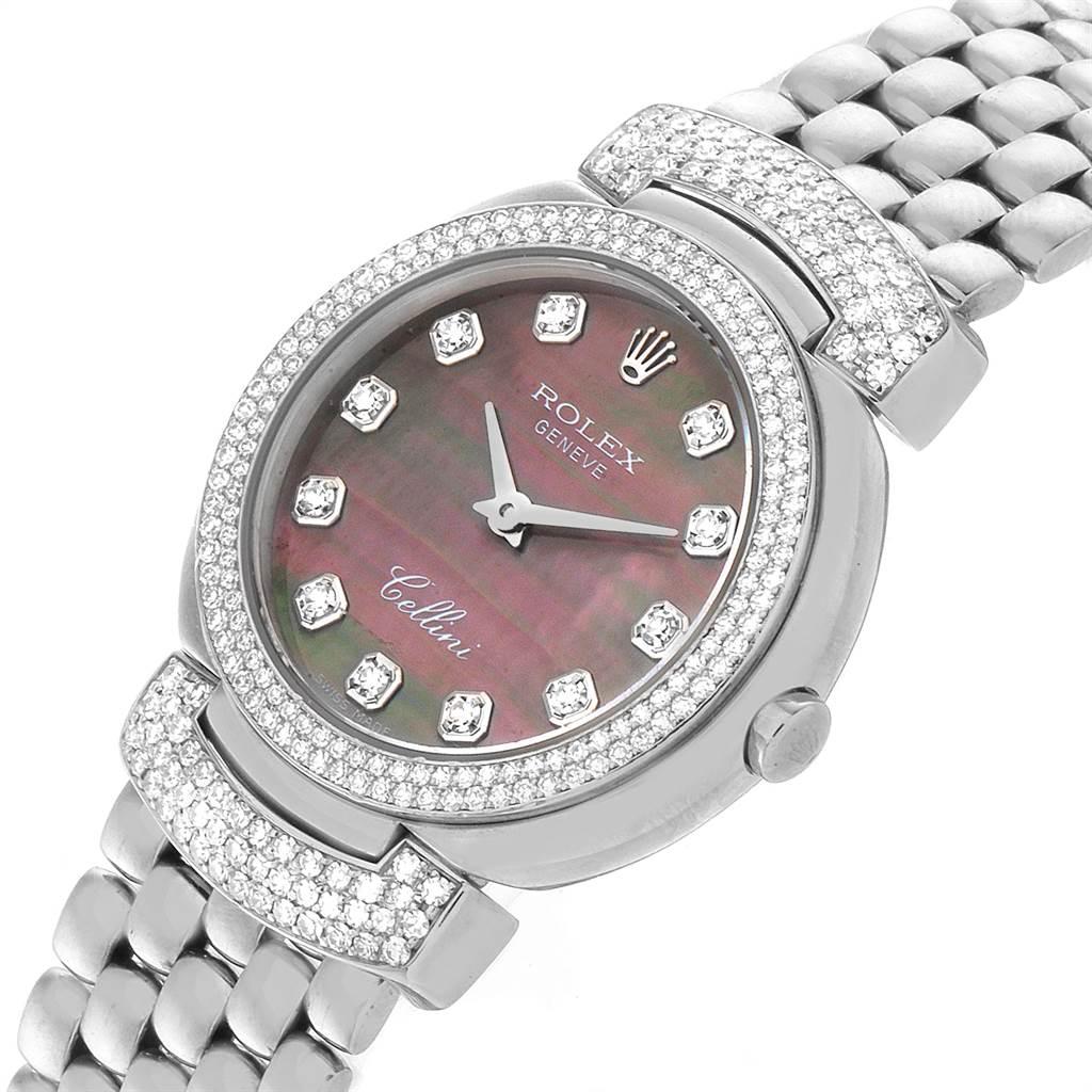 Women's Rolex Cellini Cellissima White Gold MOP Diamond Ladies Watch 6673