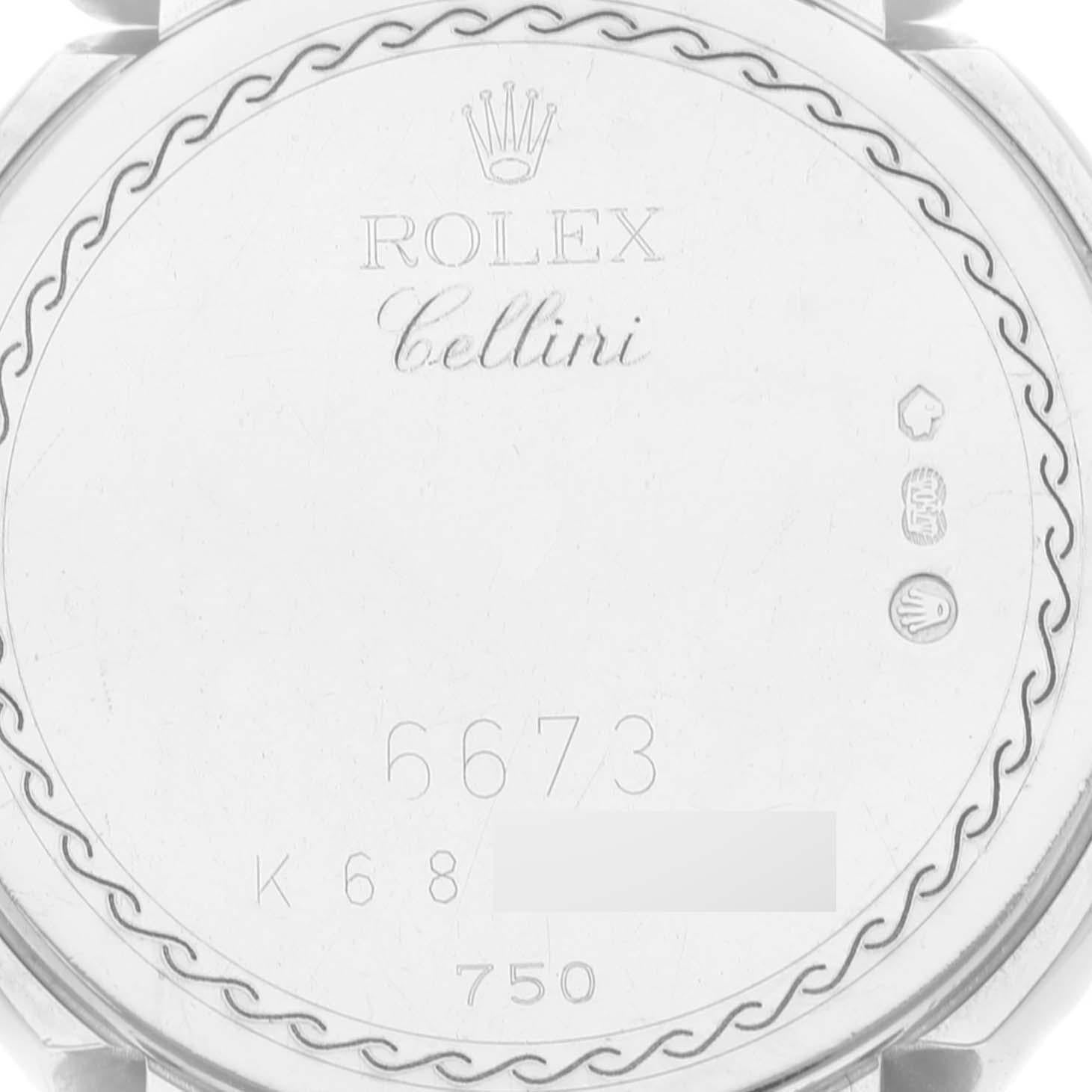 Rolex Cellini Cellissima White Gold Pink Dial Diamond Ladies Watch 6673 2
