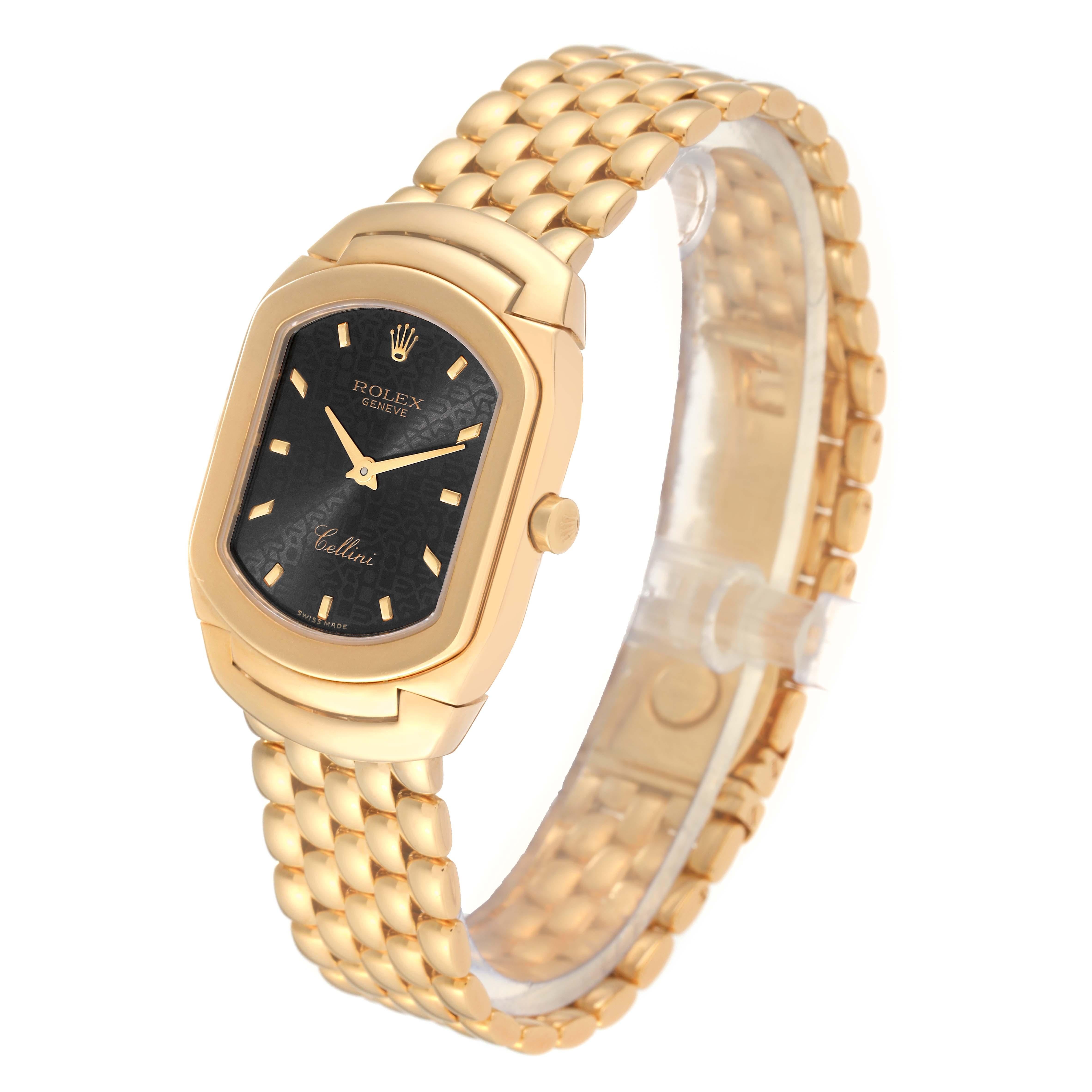 Rolex Cellini Cellissima Yellow Gold Black Anniversary Dial Ladies Watch 6631 In Excellent Condition In Atlanta, GA