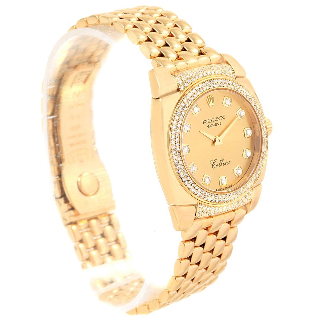 Women's Rolex Cellini Cestello 18 Karat Yellow Gold Diamond Ladies Watch 6311 Box For Sale