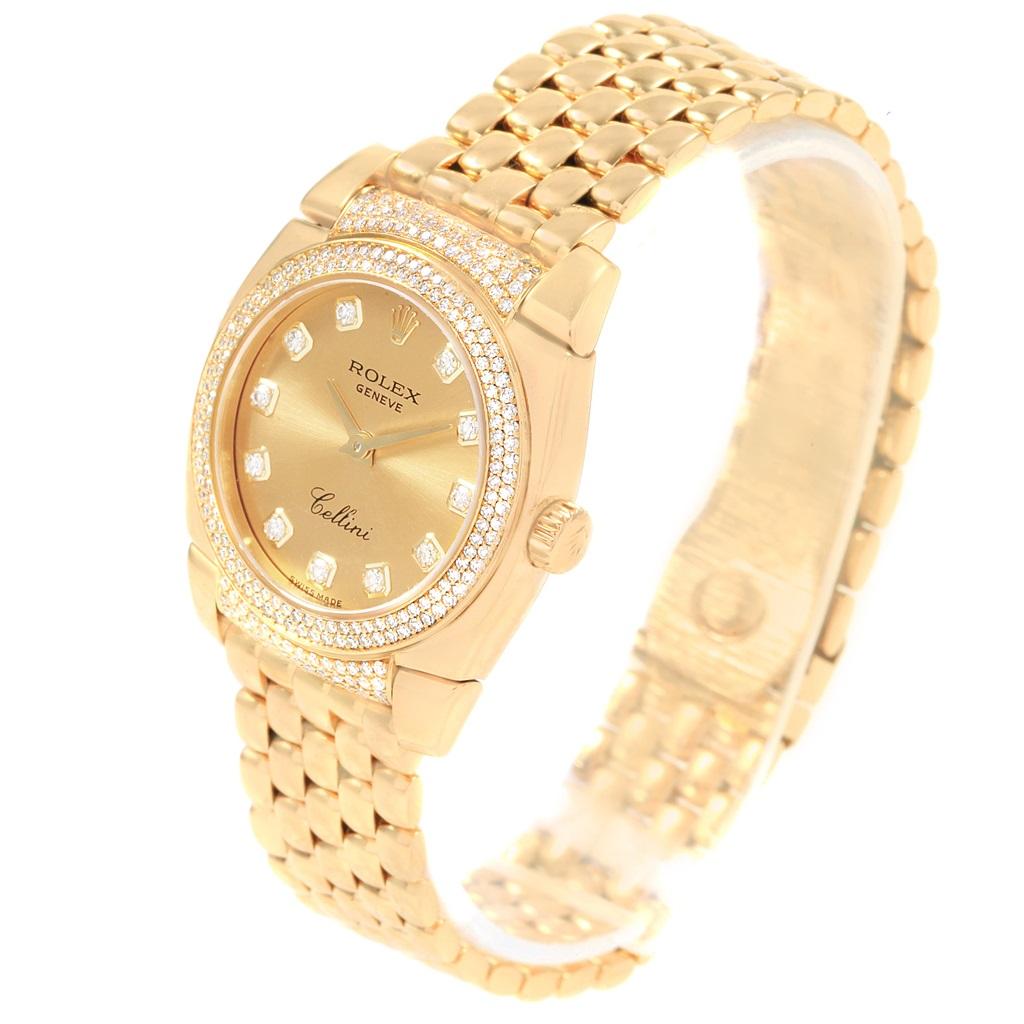 Rolex Cellini Cestello 18 Karat Yellow Gold Diamond Ladies Watch 6311 Box For Sale 2