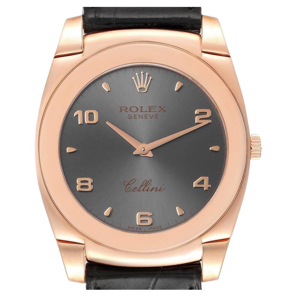 Rolex Cellini Cestello 18K Rose Gold Slate Dial Mens Watch 5330 For Sale