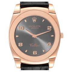 Rolex Cellini Cestello 18K Rose Gold Slate Dial Mens Watch 5330