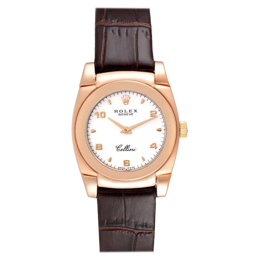 Rolex Cellini Cestello 18k Rose Gold White Dial Ladies Watch 5310 For Sale