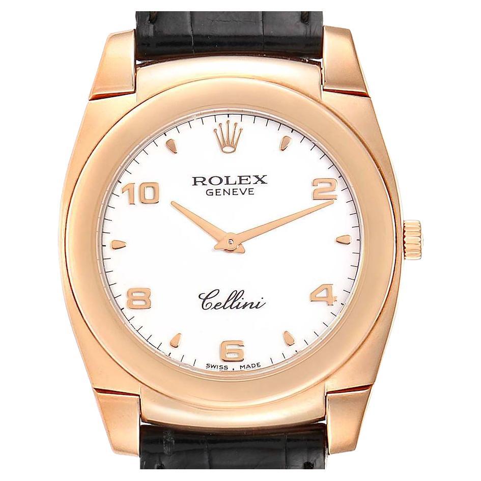 Rolex Cellini Cestello Herrenuhr 5330 mit 18 Karat Roségold und weißem Zifferblatt im Angebot