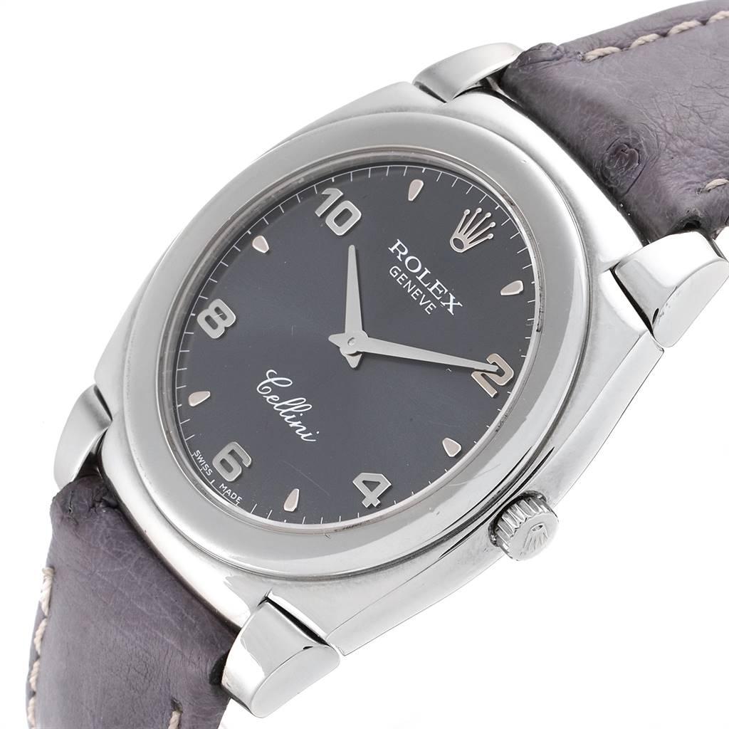 Rolex Cellini Cestello 18 Karat White Gold Slate Dial Men's Watch 5330 For Sale 2