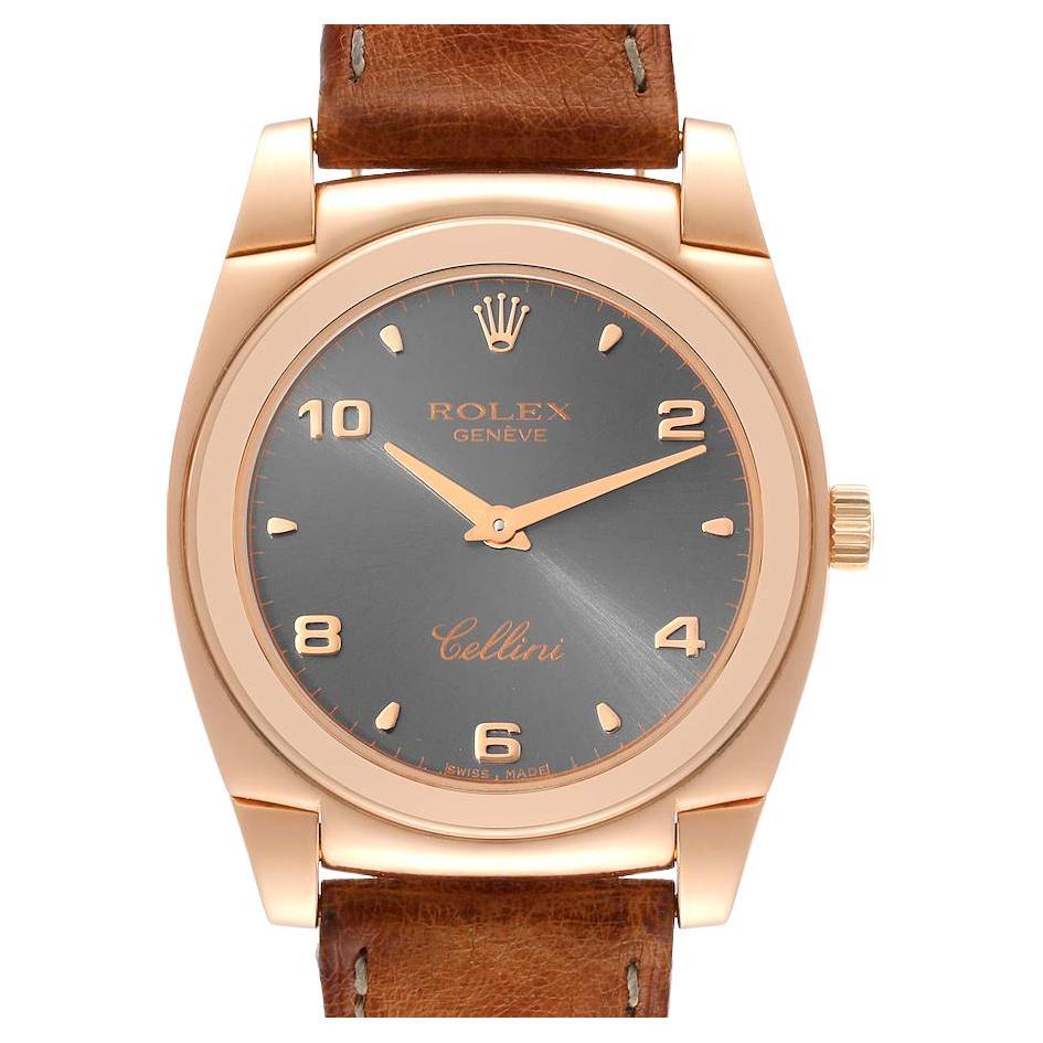 Rolex Cellini Cestello Rose Gold Slate Dial Ladies Watch 5320