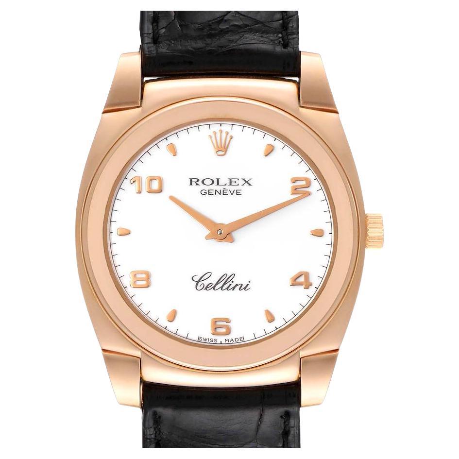 Rolex Cellini Cestello Rose Gold White Dial Ladies Watch 5320
