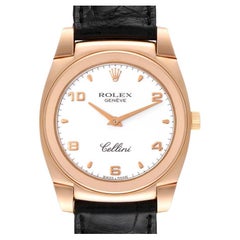 Vintage Rolex Cellini Cestello Rose Gold White Dial Ladies Watch 5320