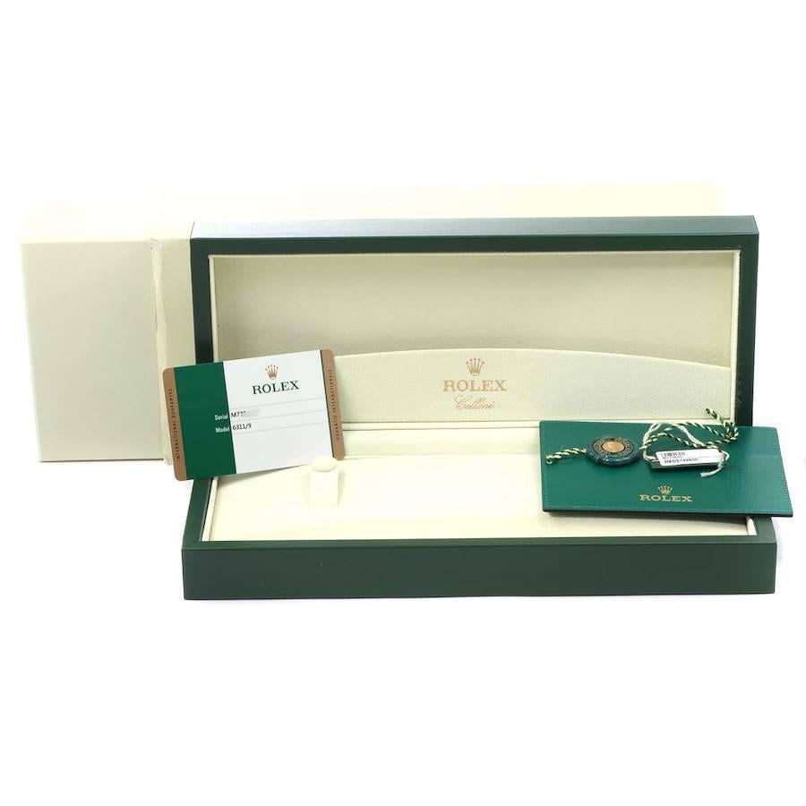 Rolex Cellini Cestello White Gold MOP Diamond Ladies Watch 6311 Box Card For Sale 2