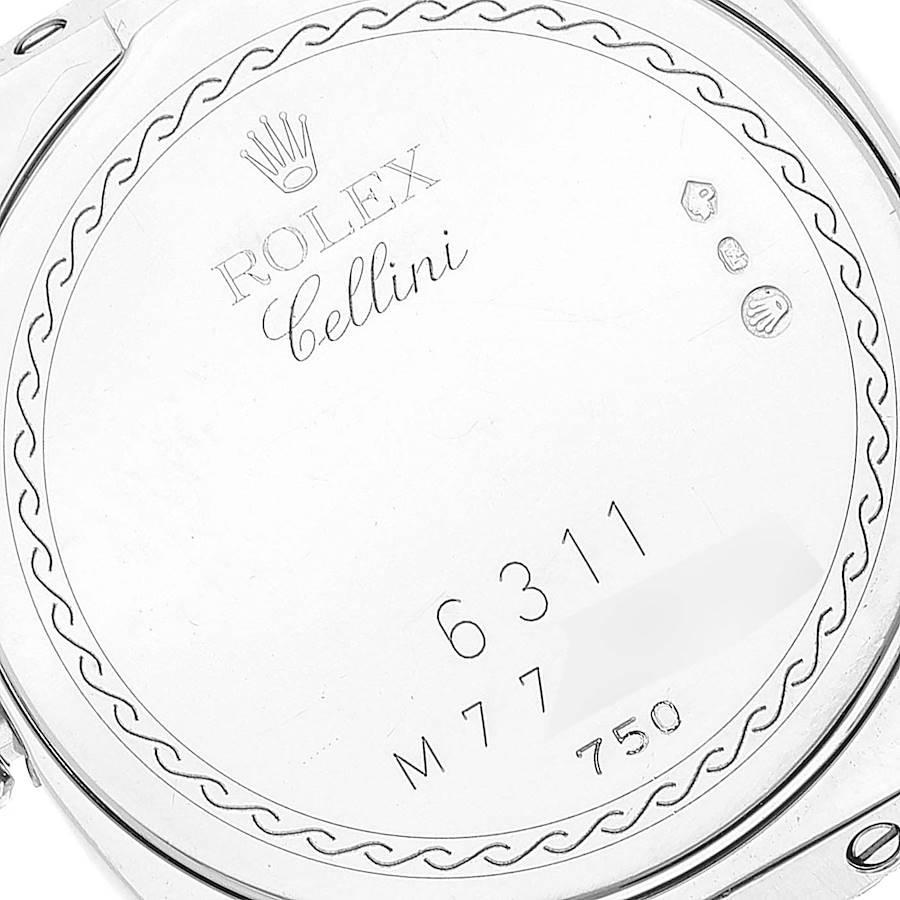 Rolex Cellini Cestello White Gold Mother of Pearl Diamond Ladies Watch 6311 In Excellent Condition In Atlanta, GA