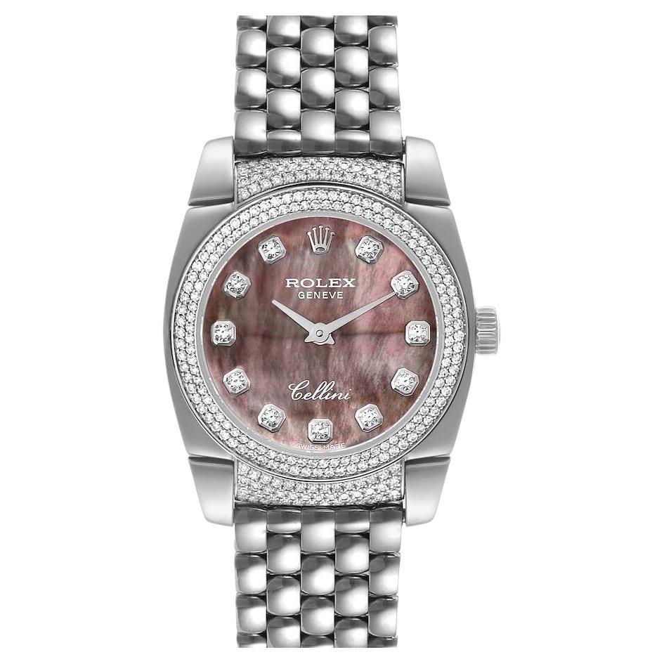 Rolex Cellini Cestello White Gold Mother of Pearl Diamond Ladies Watch 6311