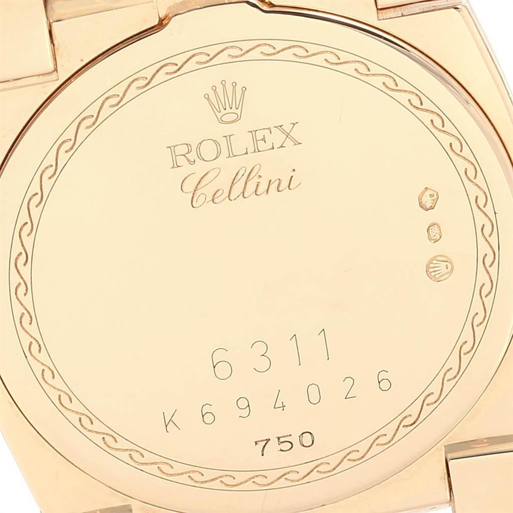 Rolex Cellini Cestello Yellow Gold Diamond Ladies Watch 6311 Box Papers In Excellent Condition For Sale In Atlanta, GA